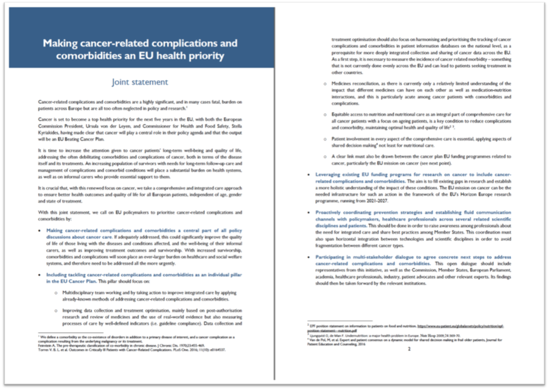 Joint statement on cancer complications including malnutrition